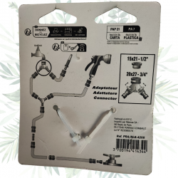 Accessoires pour arrosage. Raccord en laiton, résistant et durable. Compatible avec raccords Gardena.