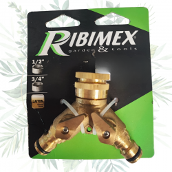 Nez de robinet en laiton pour système d'arrosage pour connecter deux tuyaux sur le même robinet avec vannes d'arrêt.