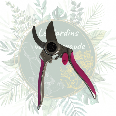 Sécateur fuchsia, idéal pour l'entretien des arbustes et plantes du potager. Couleur flashe.