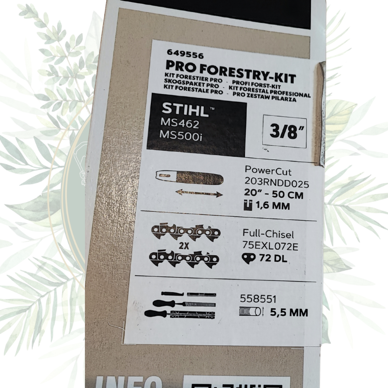 kit complet pour tronçonneuse stihl MS462 et MS500i. Idéal pour bûcherons, professionnels de la forêt et particuliers exigeants.