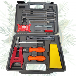 Kit complet OREGON pour l'entretien et l'affûtage des tronçonneuses. Kit universel pour tout type de tronçonneuses