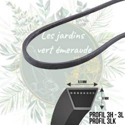 Courroie en Kevlar résistance et pas cher pour matériel d'espaces verts et machines de chantier. Meilleur prix garanti.