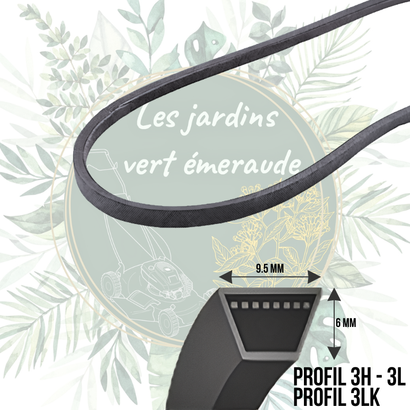 Courroie en Kevlar résistance et pas cher pour matériel d'espaces verts et machines de chantier. Meilleur prix garanti.