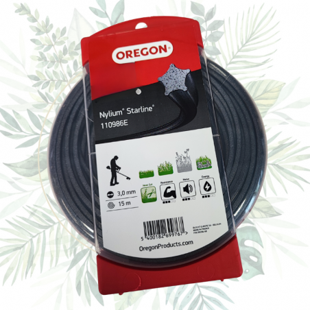 Fil de débroussailleuse OREGON étoile 3.00mm. Coque de fil de 15 mètres. qualité professionnelle, costaux, solide